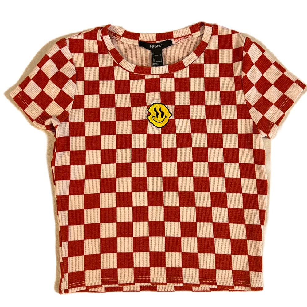Girls Forever 21 red checkered t-shirt size S